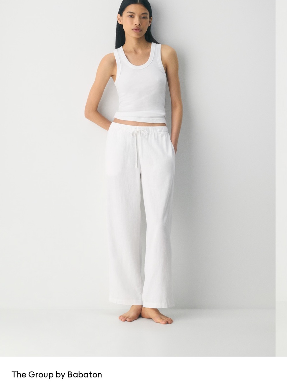 Aritzia White Drawstring Linen Pants